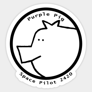 Portrait of Space Pilot Purple Pig Outline Sticker